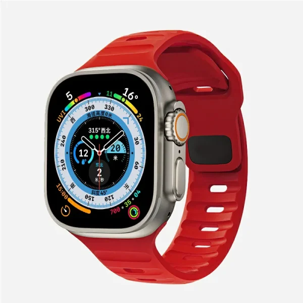 Correa De Silicona Apple Watch Ultra 49mm Broche Rojo Jb-0315